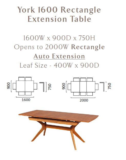 York Rectangular Extension Table